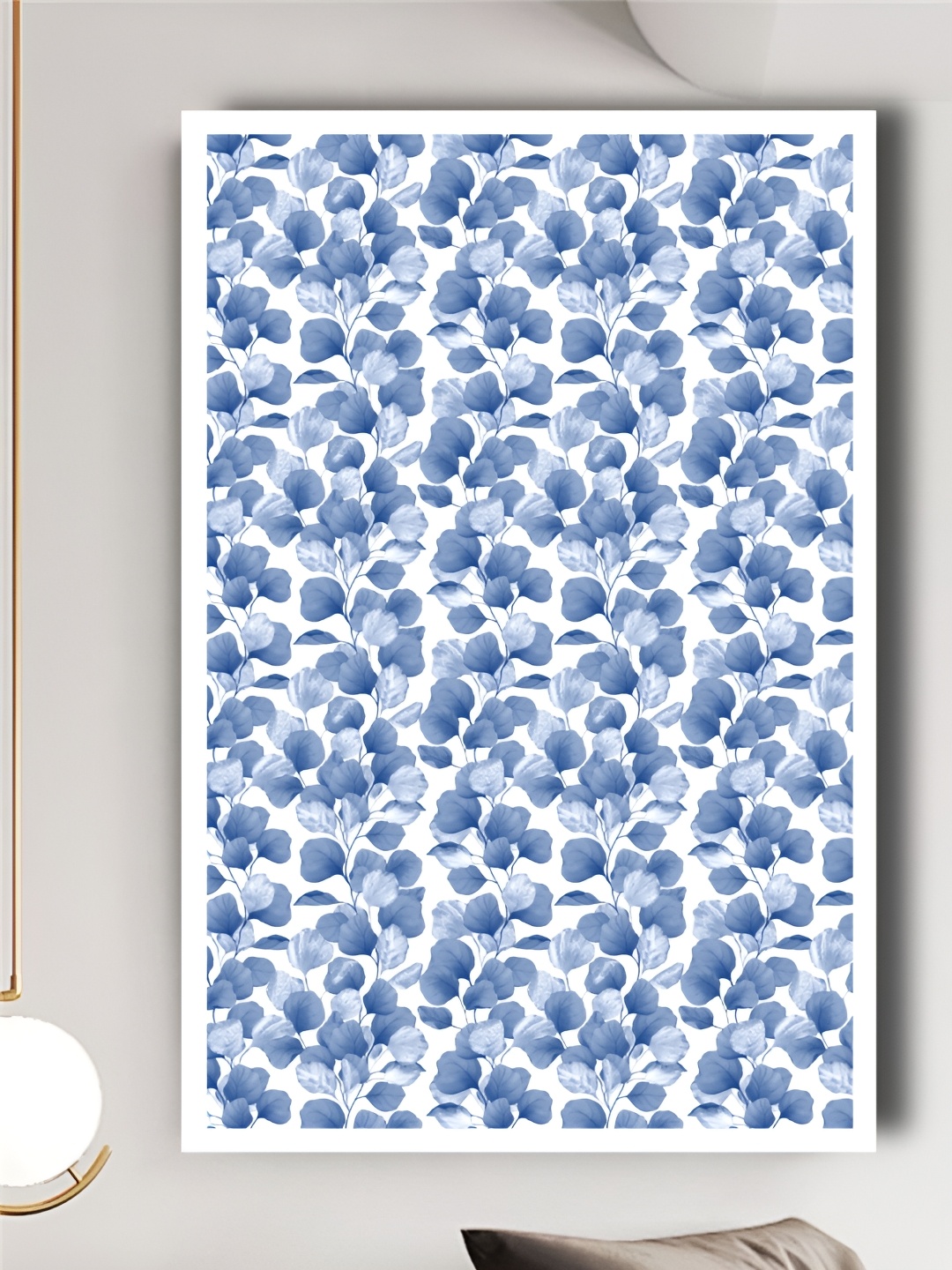 

RAFFINEE Blue & White Canvas Floral and Botanical Painting Wall Art
