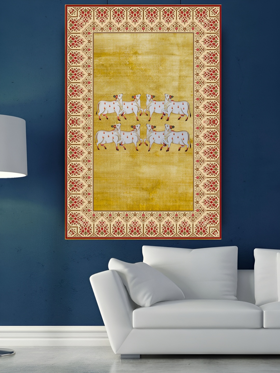 

RAFFINEE Gold-Toned & Red Canvas Painting Wall Art