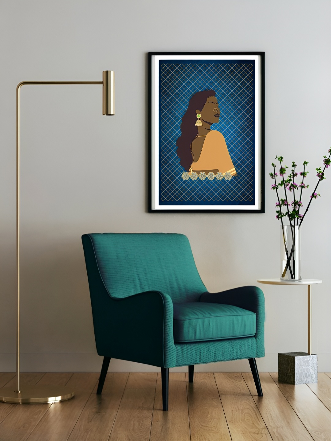 

RAFFINEE Blue & Orange Canvas Abstract Painting Wall Art