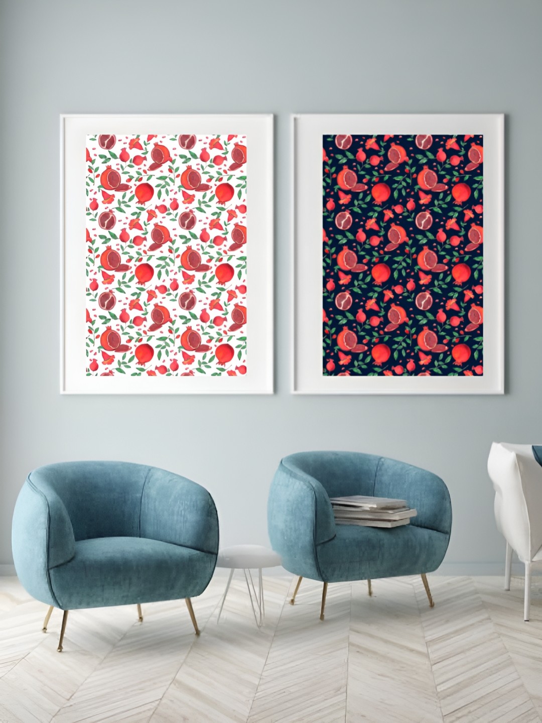 

RAFFINEE Black & White 2 Pieces Canvas Floral Painting Wall Art