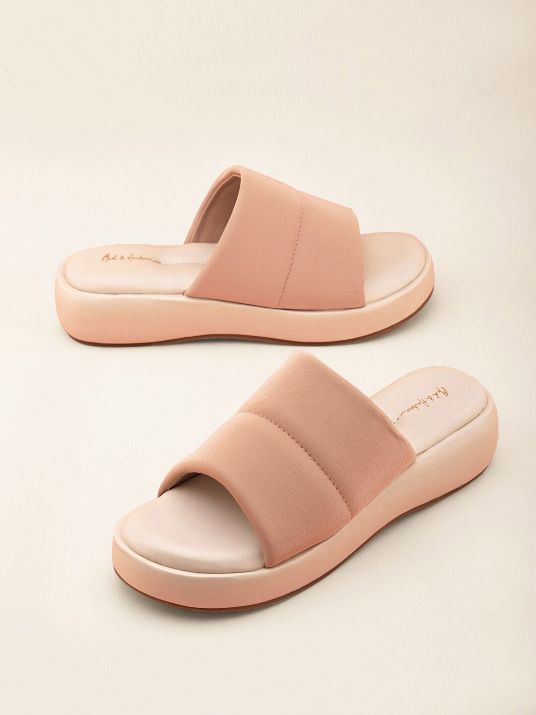 

Mast & Harbour Peach Coloured Open Toe Flats