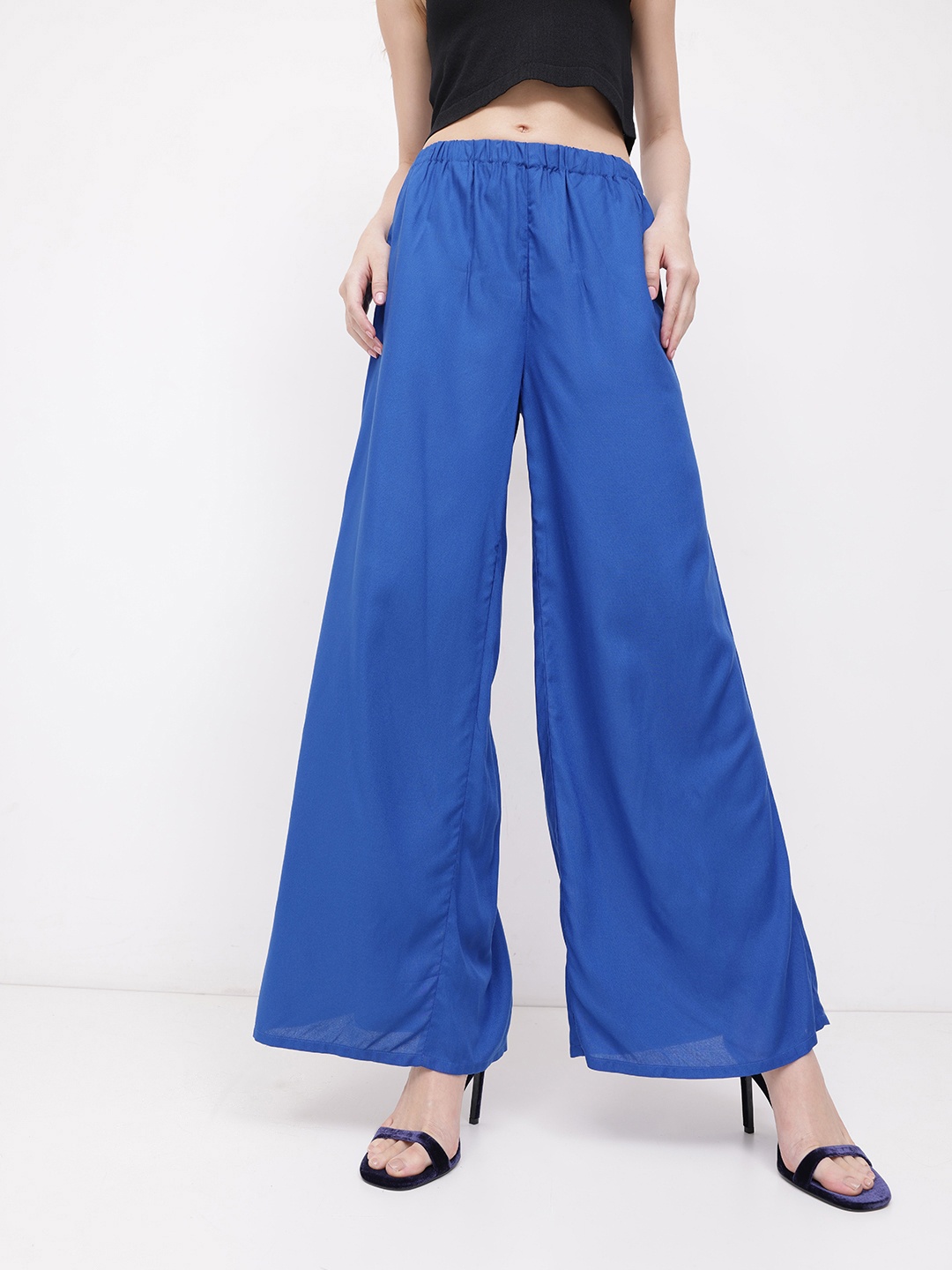 

DressBerry Women Elevated Basics Wide Leg Trousers, Blue