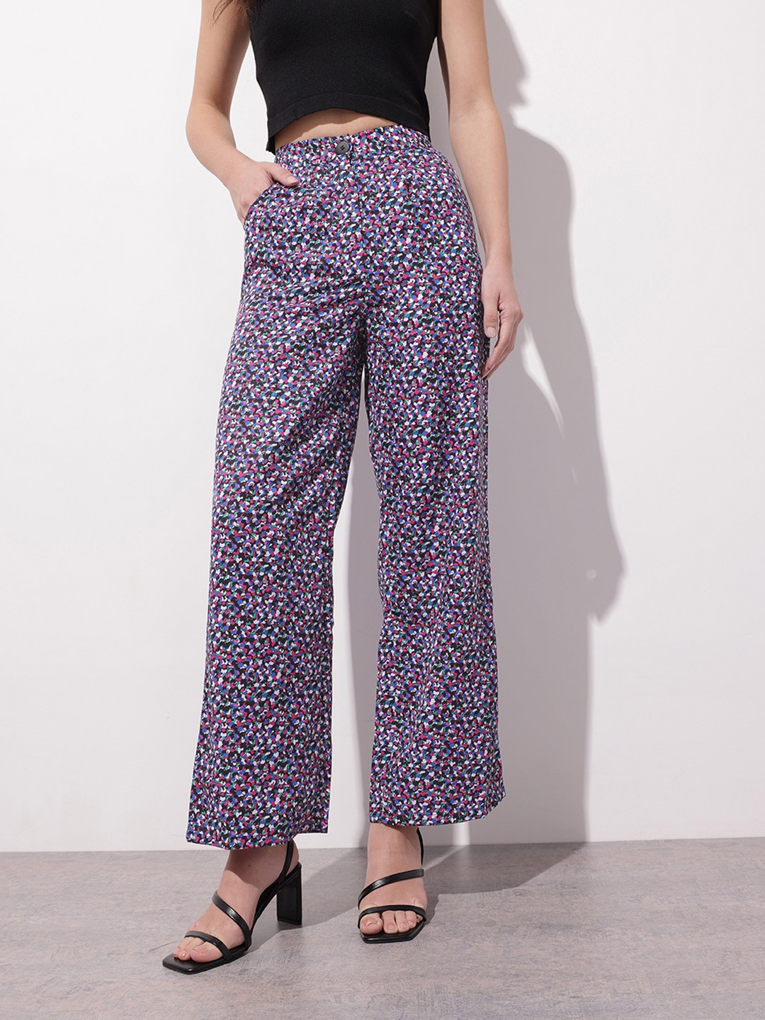 

DressBerry Women Dainty to Daring Wide Leg Trousers, Multi