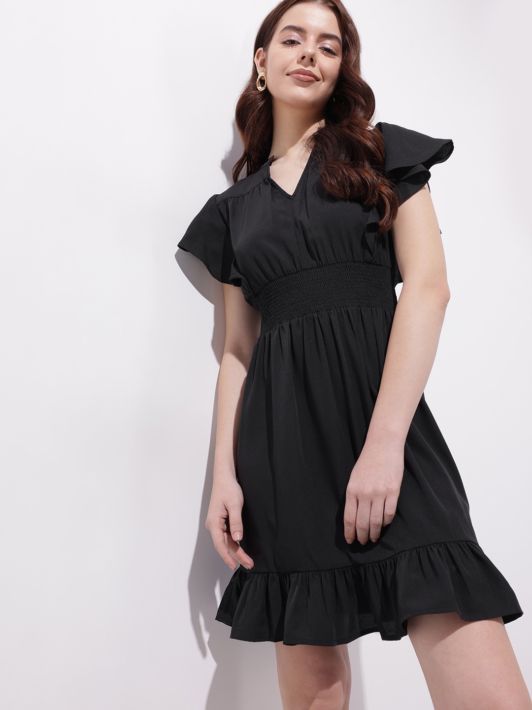 

DressBerry Normcore Fluttery Finesse Fit & Flare Dress, Black
