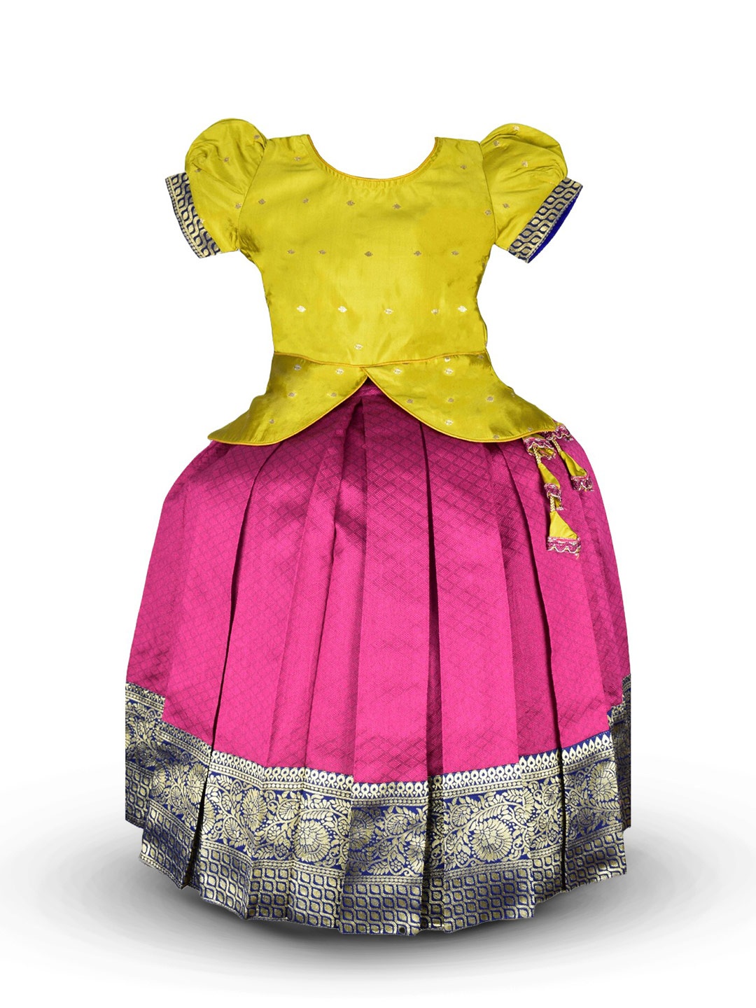 

AMIRTHA FASHION Girls Woven Design Zari Ready to Wear Lehenga & Blouse, Sea green