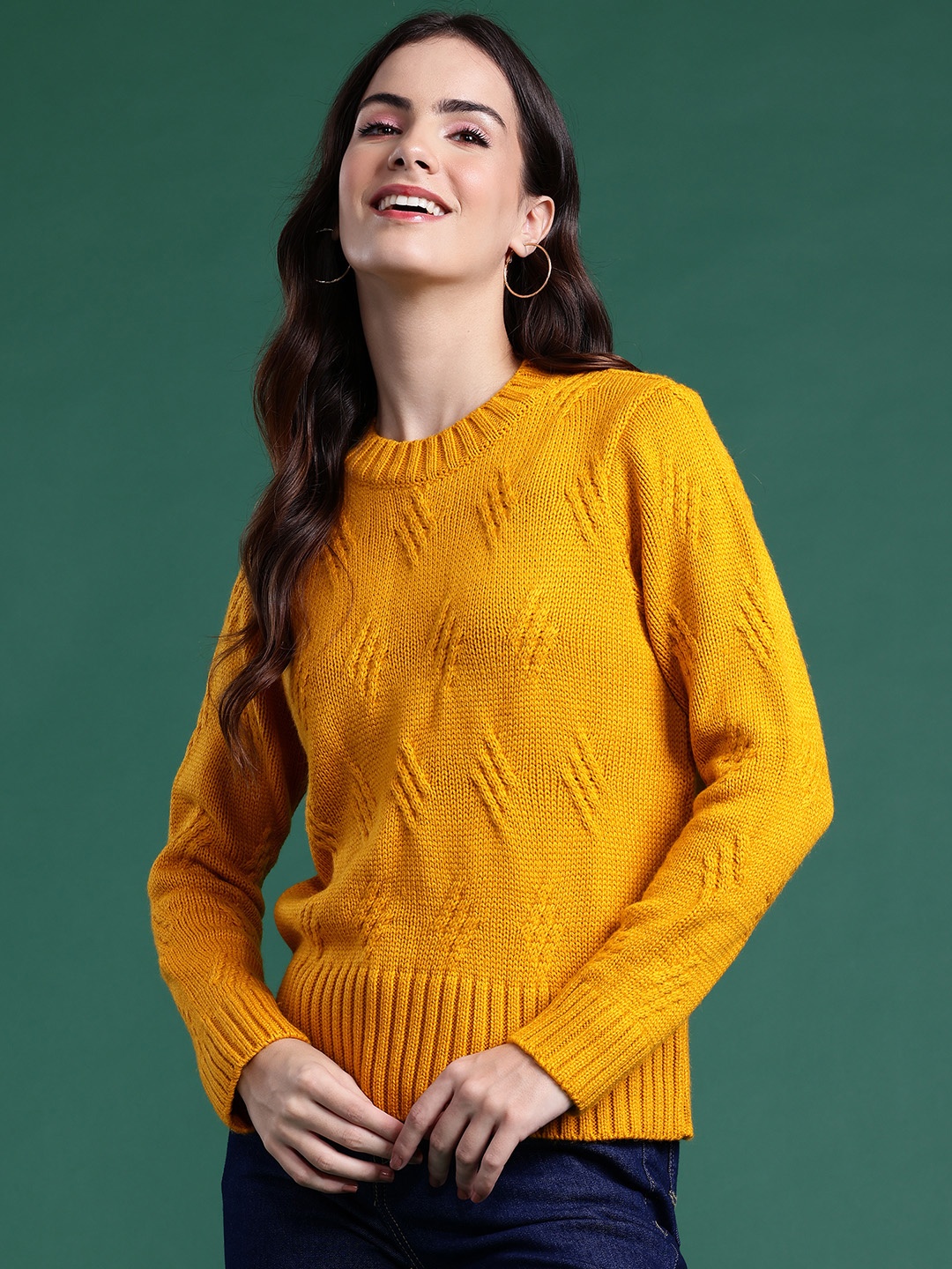 

DressBerry Self-Designed Sweaters, Mustard