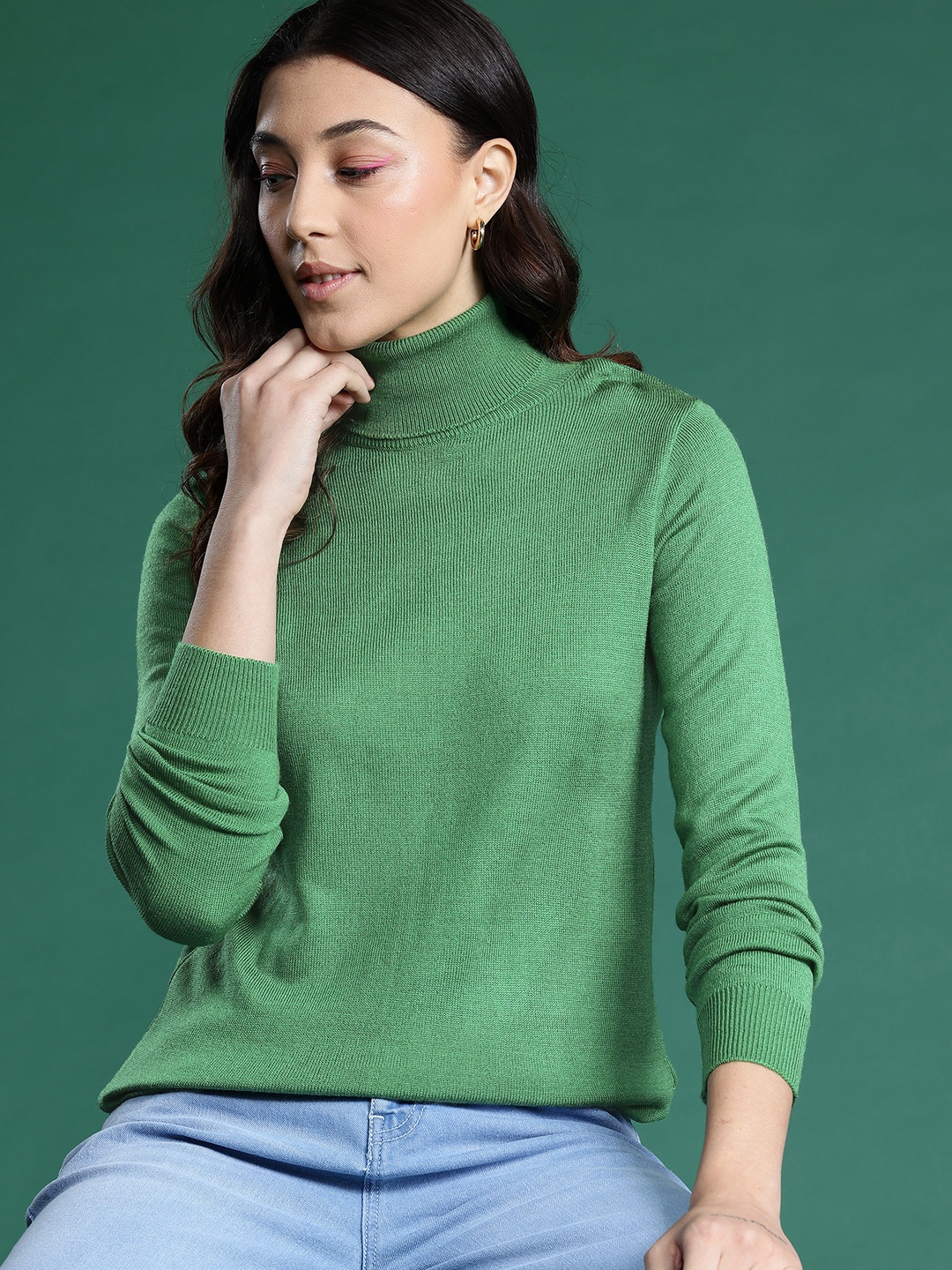 

DressBerry Turtle Neck Pullover, Green
