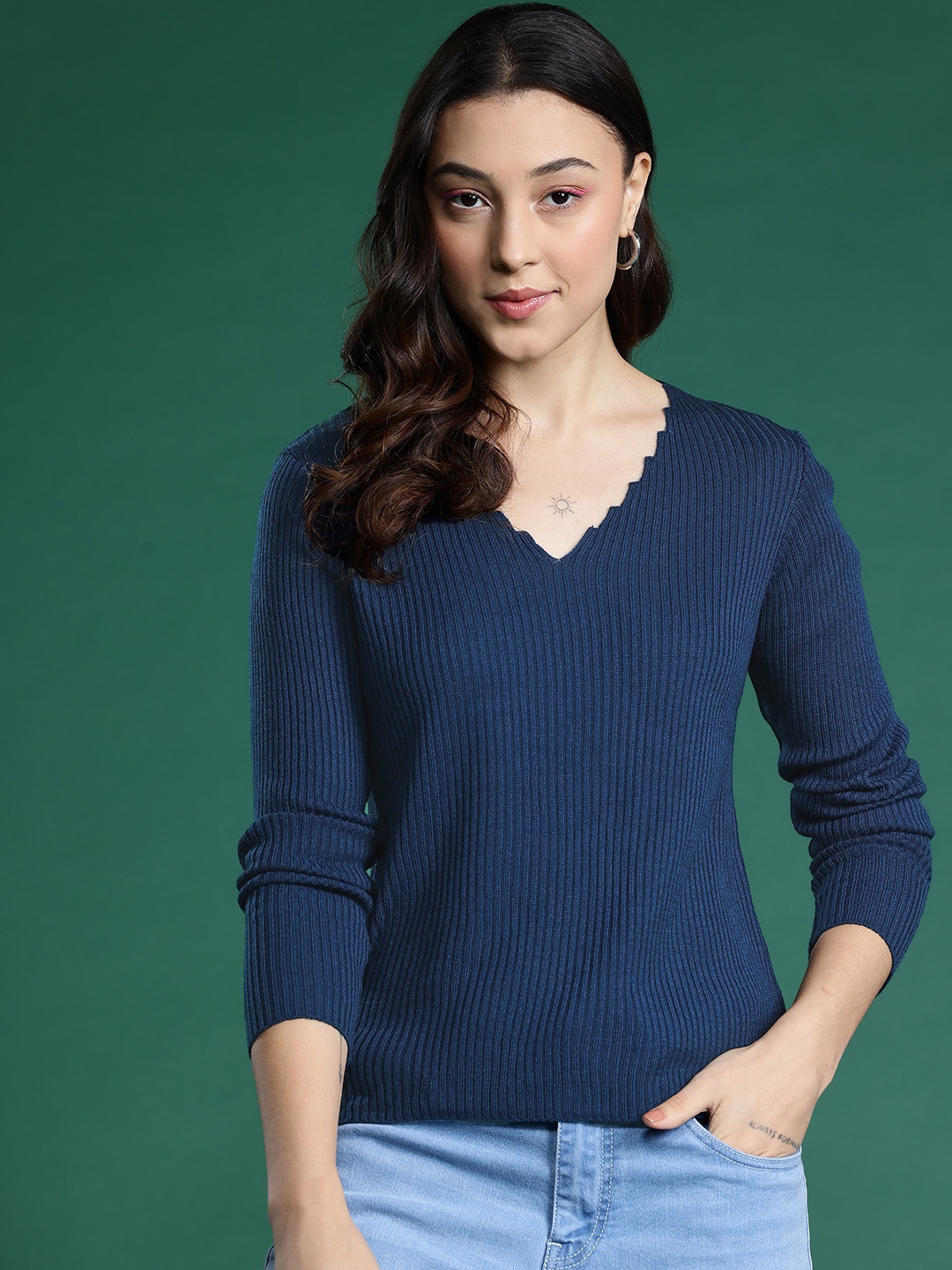 

DressBerry V-neck Pullover, Navy blue