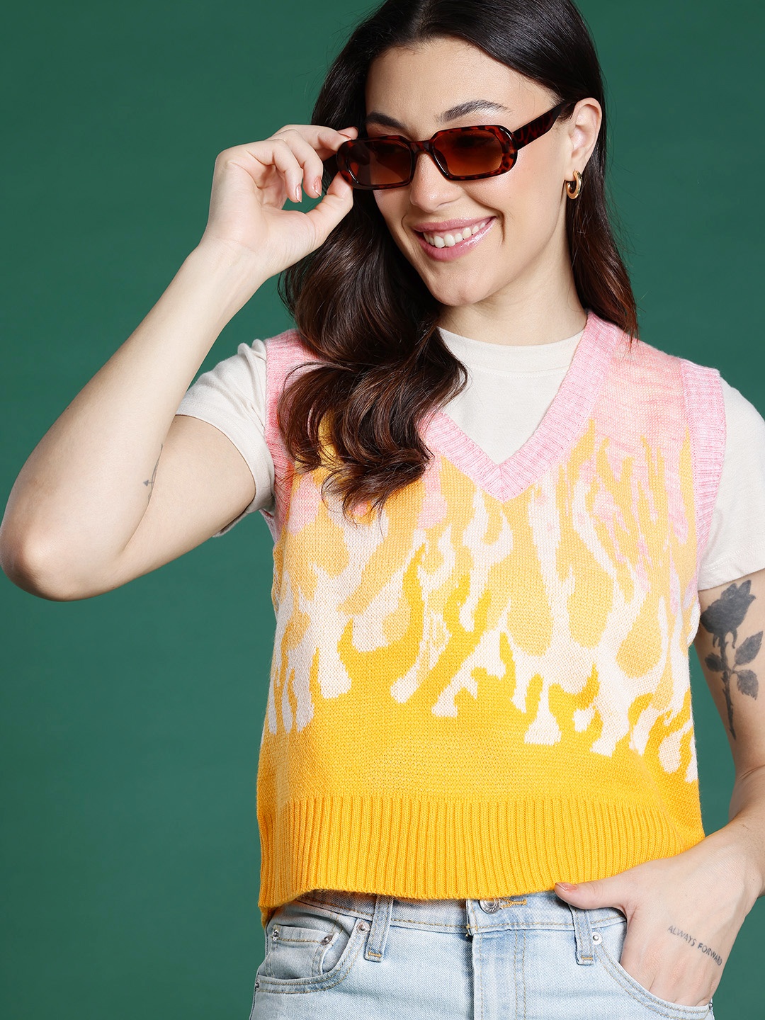 

DressBerry Abstract Sweater Vest, Yellow