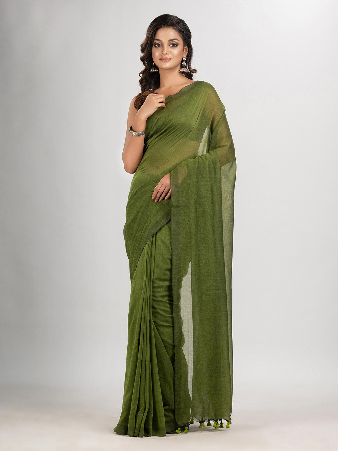 

Angoshobha Pure Cotton Saree, Green