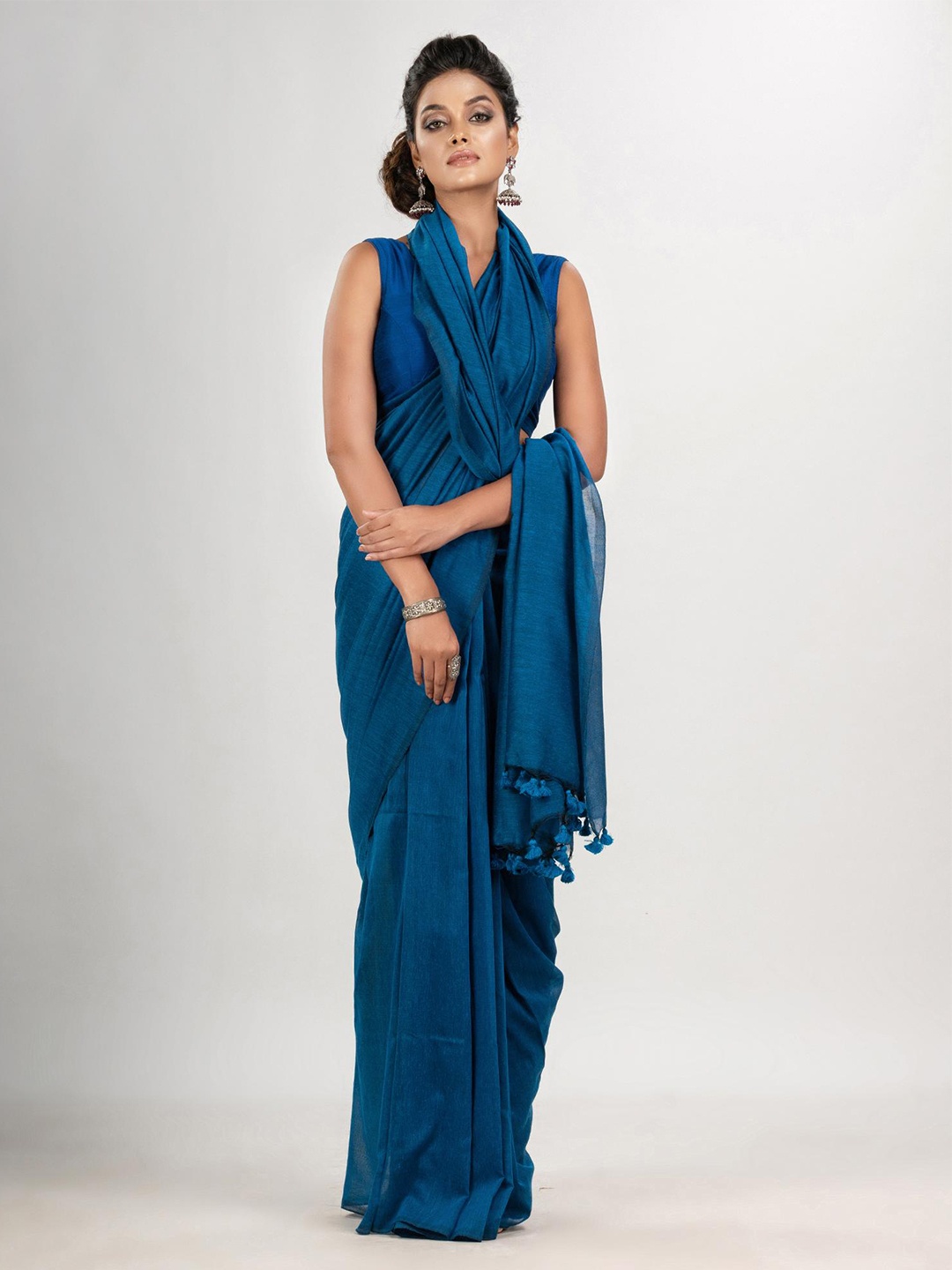 

Angoshobha Pure Cotton Saree, Blue