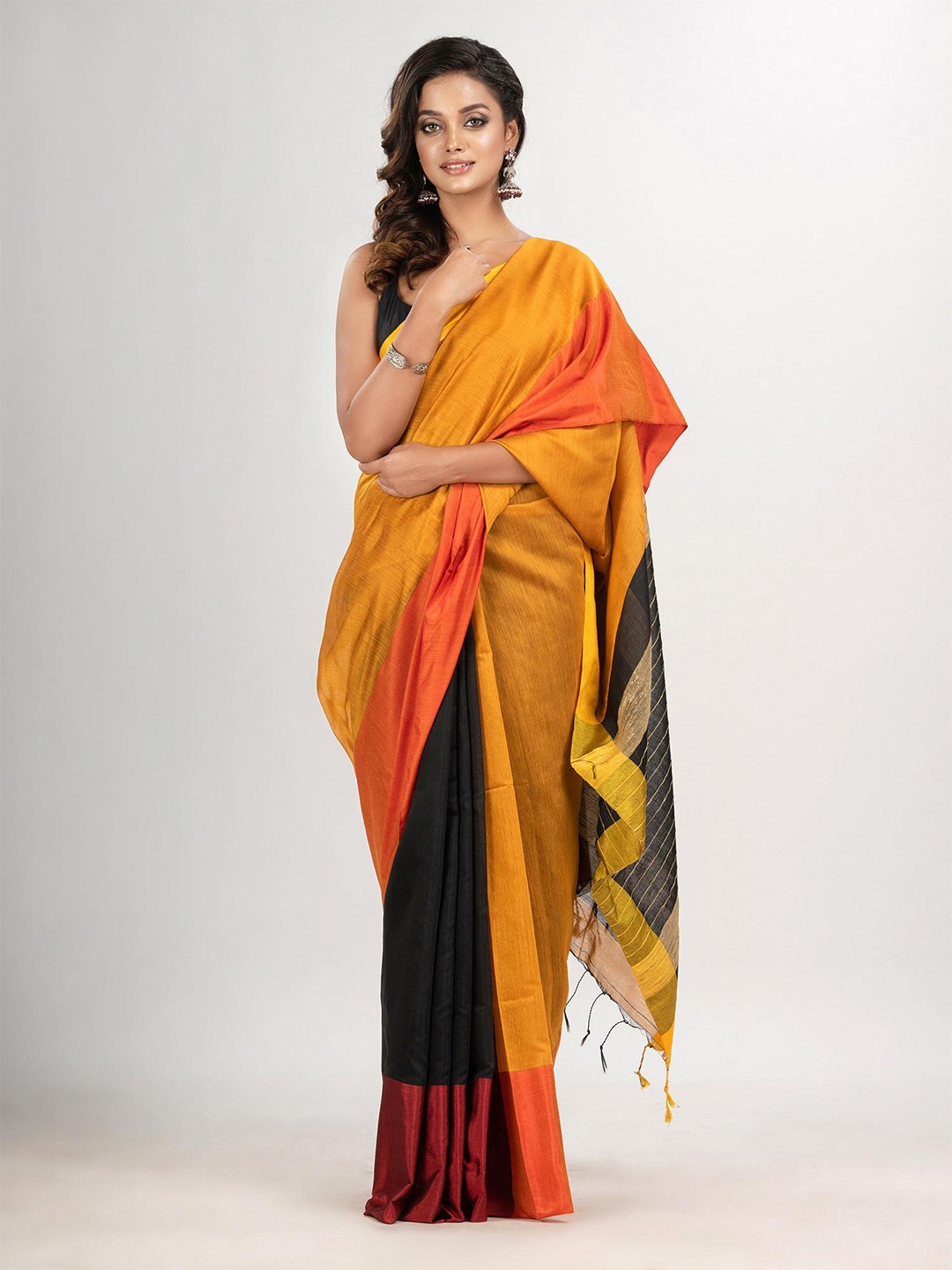

Angoshobha Woven Design Half and Half Saree, Yellow
