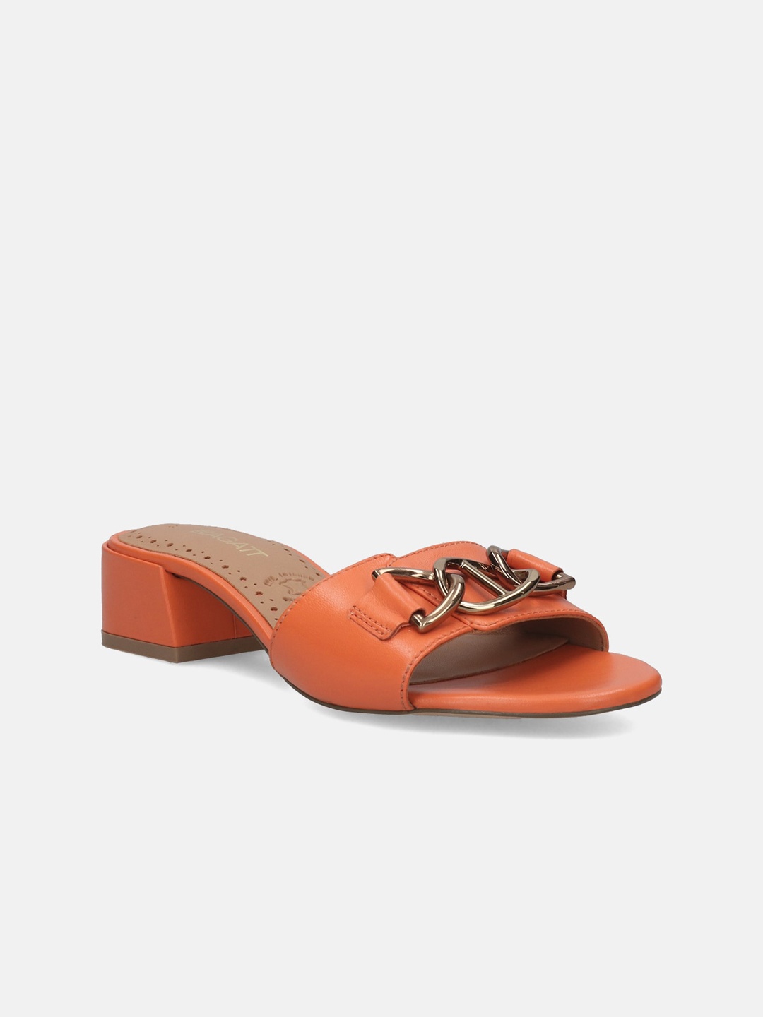

BAGATT Embellished Leather Block Heels, Orange