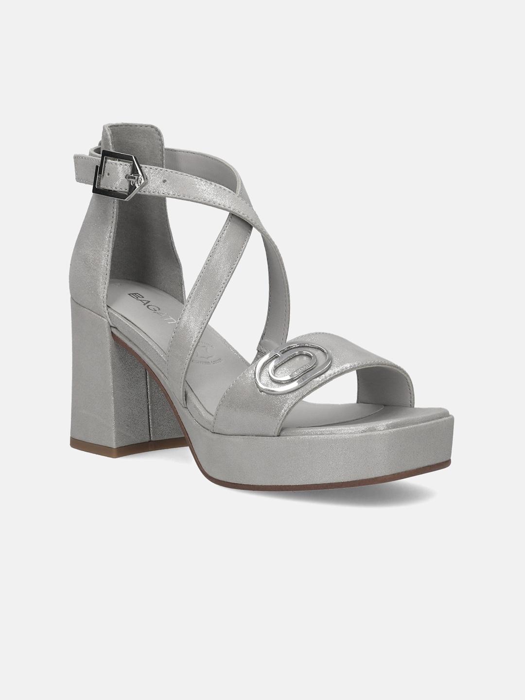 

BAGATT Embellished Leather Platform Heels, Silver
