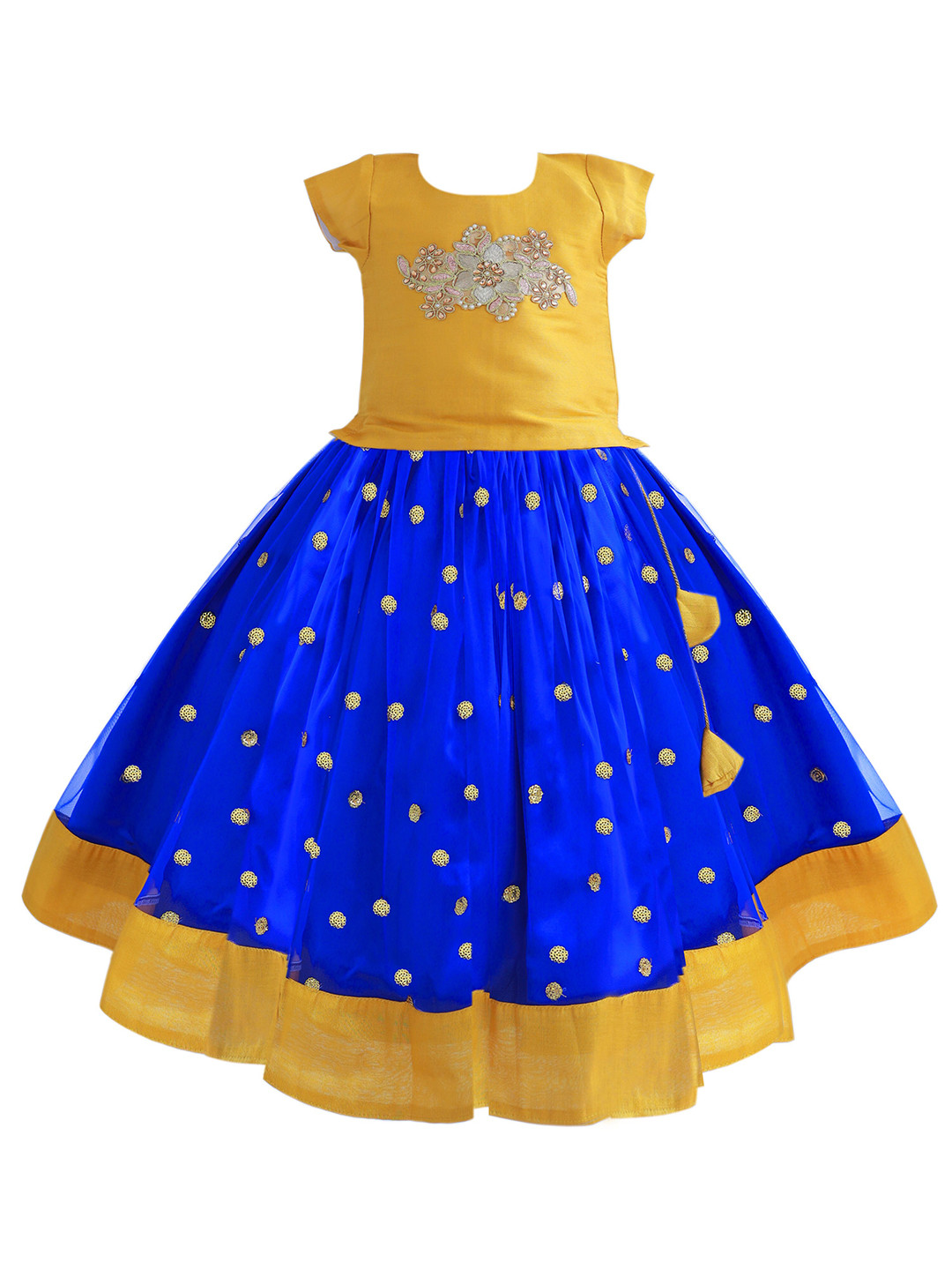 

STANWELLS KIDS Girls Embellished Beads and Stones Ready to Wear Lehenga Choli, Blue