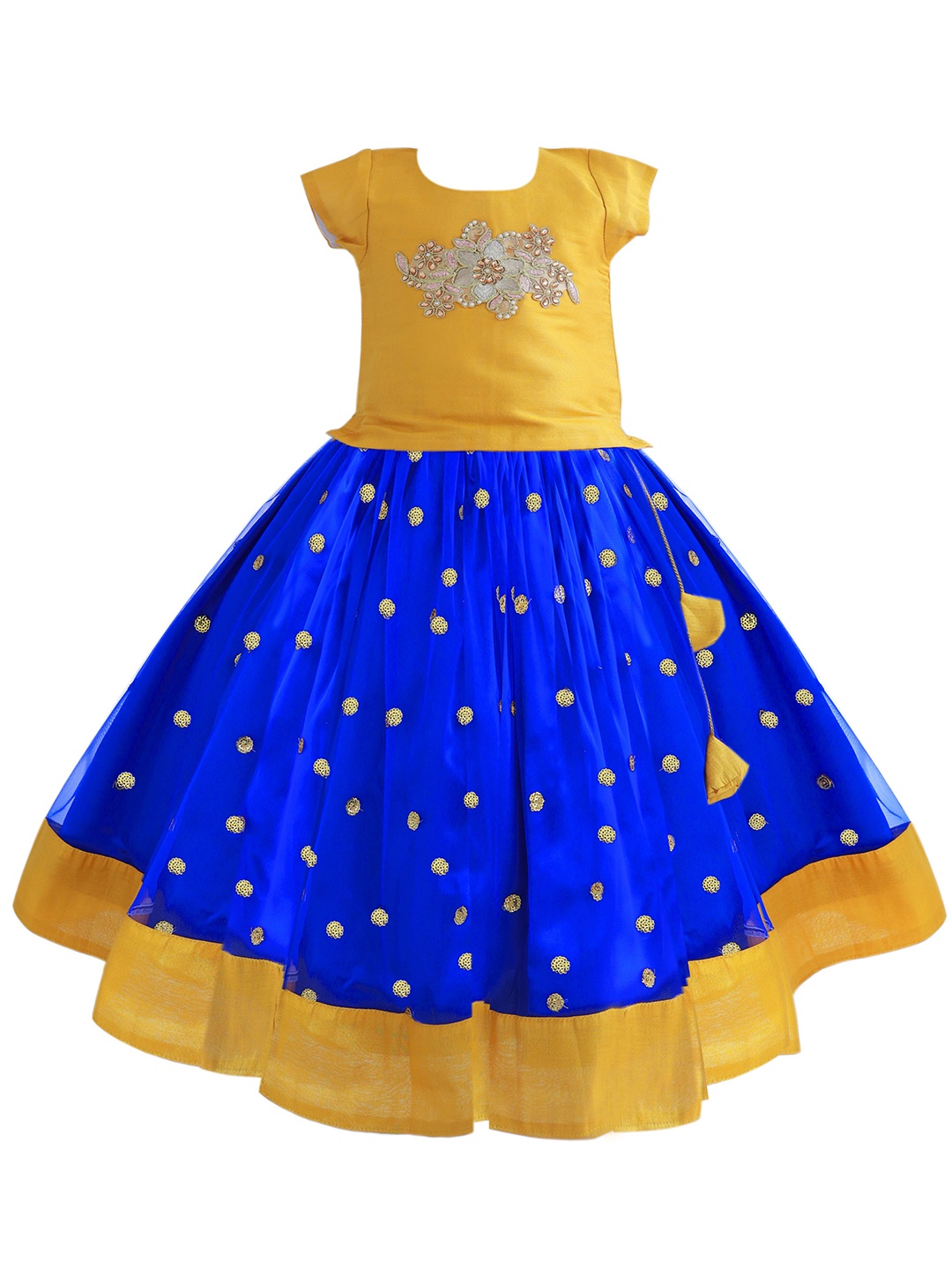 

STANWELLS KIDS Girls Embellished Beads and Stones Ready to Wear Lehenga Choli, Blue