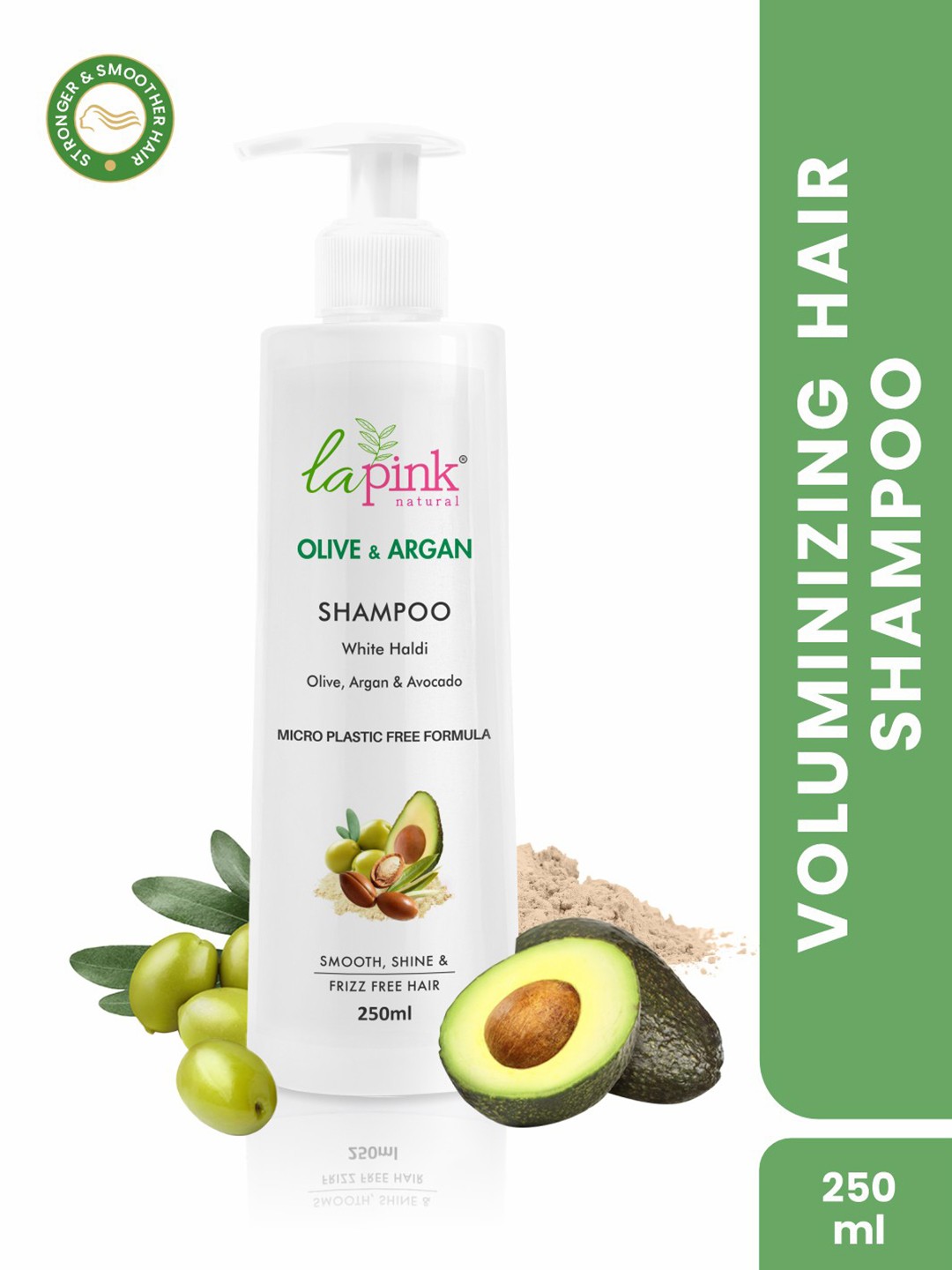 

La Pink Olive & Argan Dry & Frizzy Hair Shampoo with Avocado for Smooth-Shiny Hair - 250ml, White