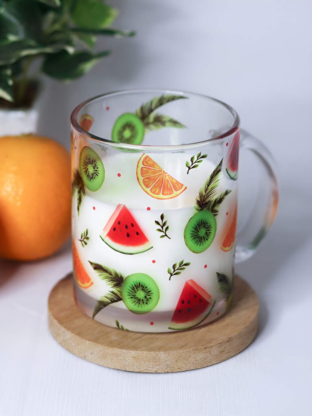 

Strokes by Namrata Mehta Transparent Printed Glass Mug 350 ml