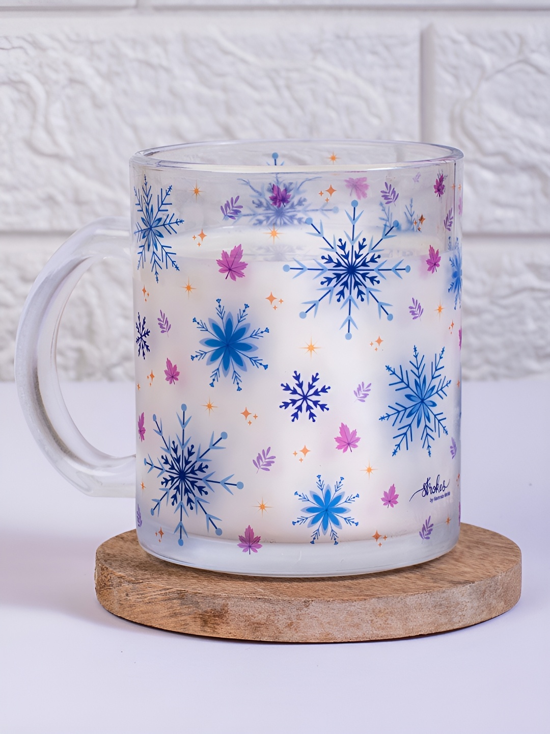 

Strokes by Namrata Mehta Blue Printed Glass Transparent Mugs 350 ml