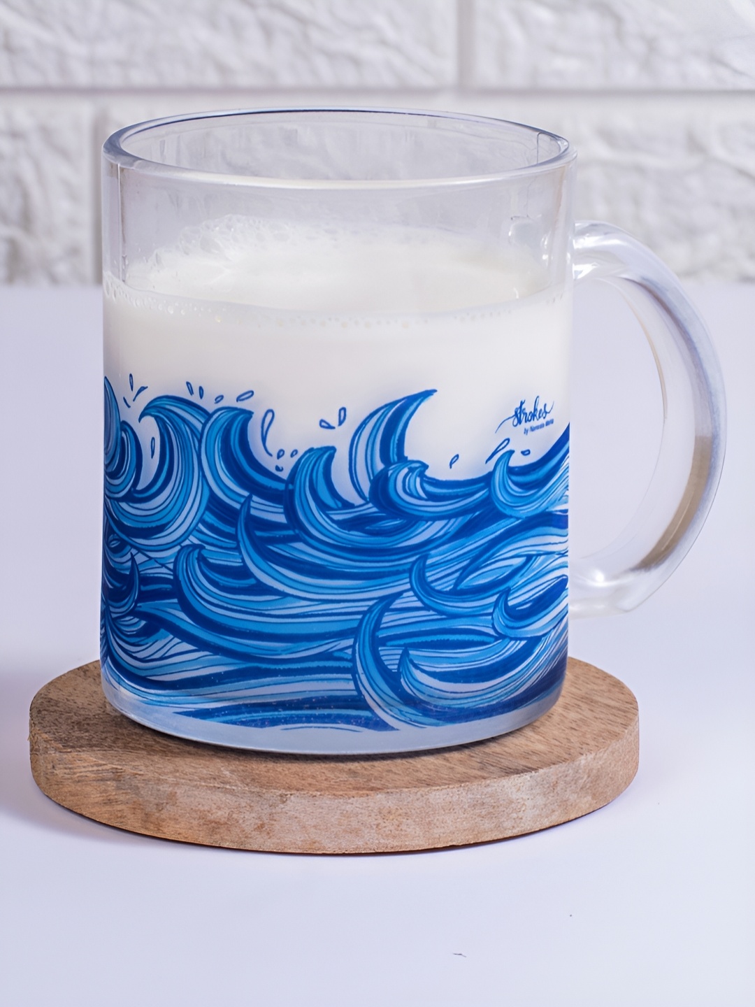 

Strokes by Namrata Mehta Blue Printed Glass Transparent Mugs 350 ml