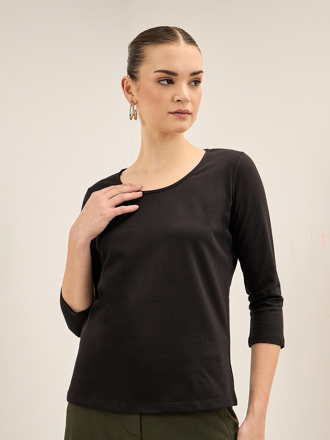 

SALT ATTIRE Tender Round Neck Top, Black