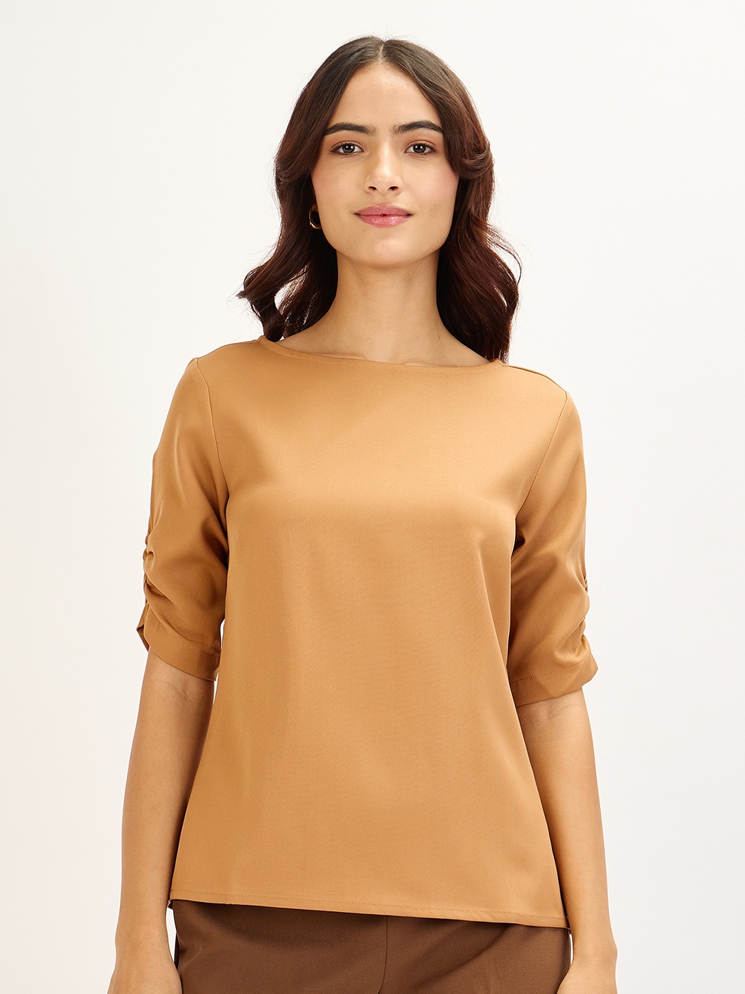 

SALT ATTIRE Round Neck Top, Brown