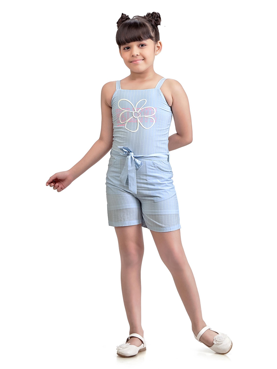 

Tiny Girl Girls Shoulder Straps Striped Jumpsuit, Blue