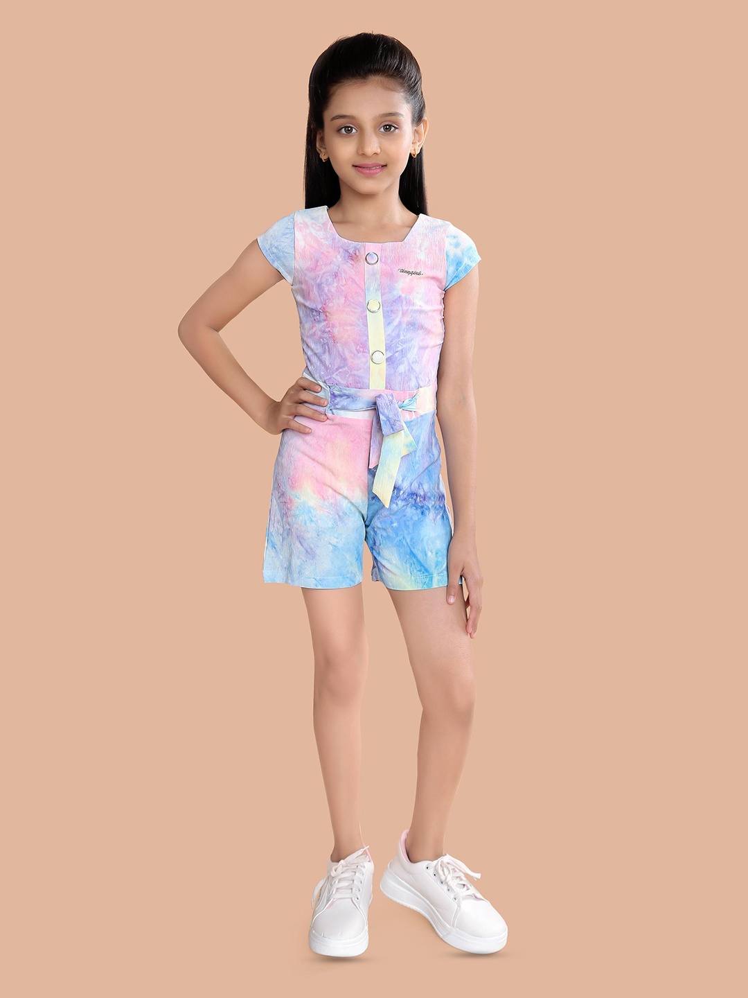 

Tiny Girl Girls Square Neck Printed Jumpsuit, Blue