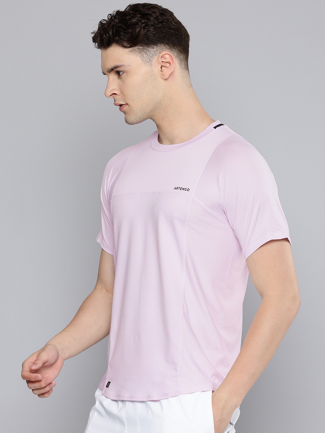 

Artengo By Decathlon Men Lavender Quick Dry Short Sleeve Tennis T-Shirt, Purple