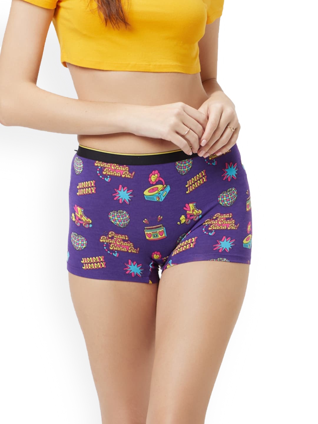 

bummer Conversational Printed Modal Boyshort Briefs, Blue