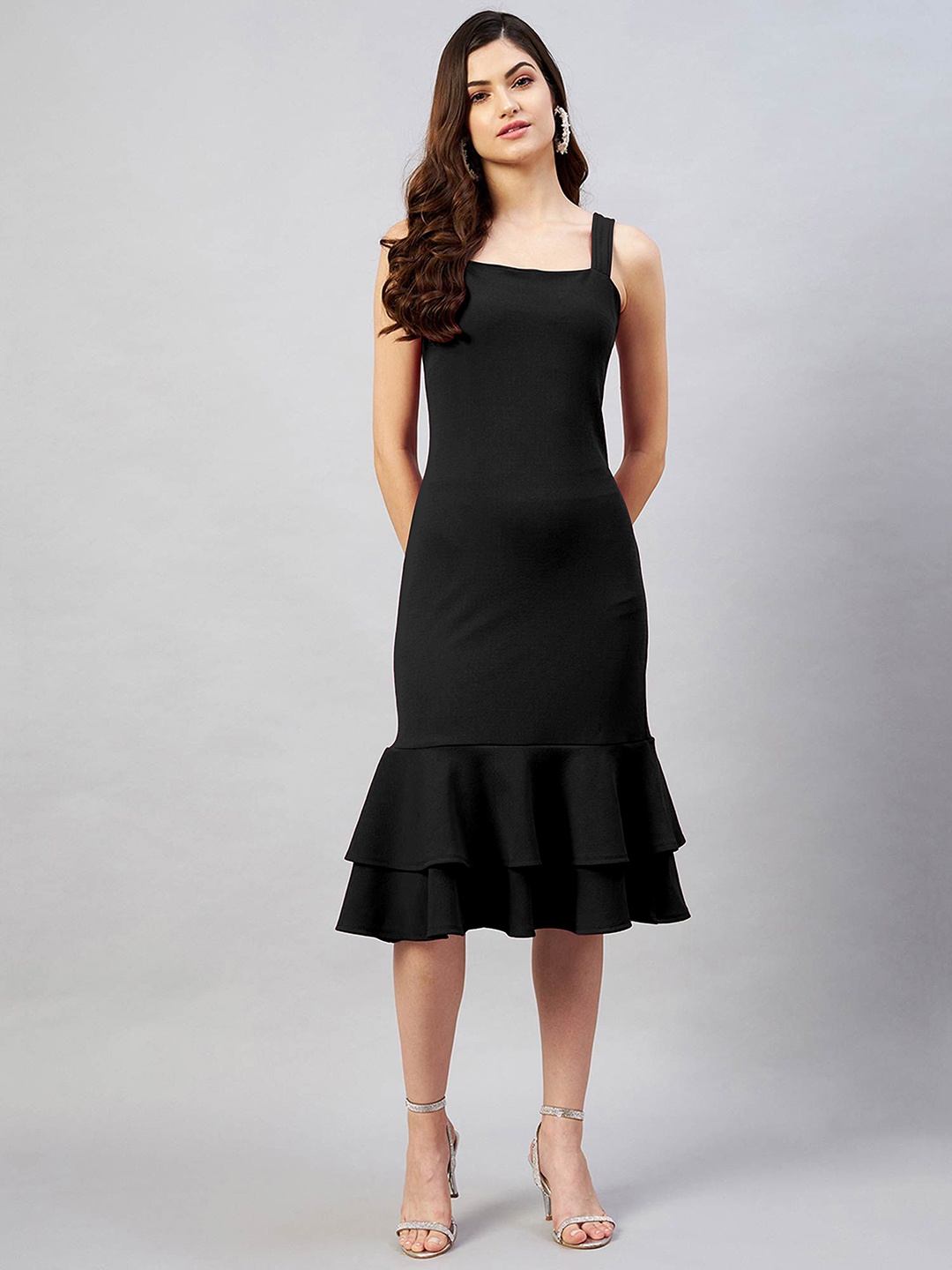 

Alekya Striped Bodycon Dress, Black