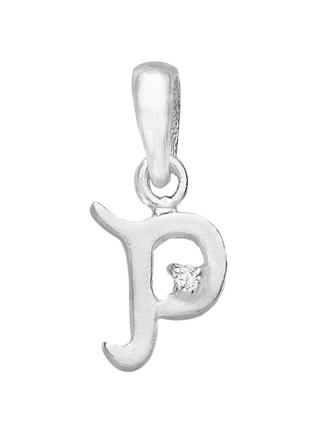 

Taraash 925 Sterling Silver Cubic Zirconia Studded Alphabet P Pendant