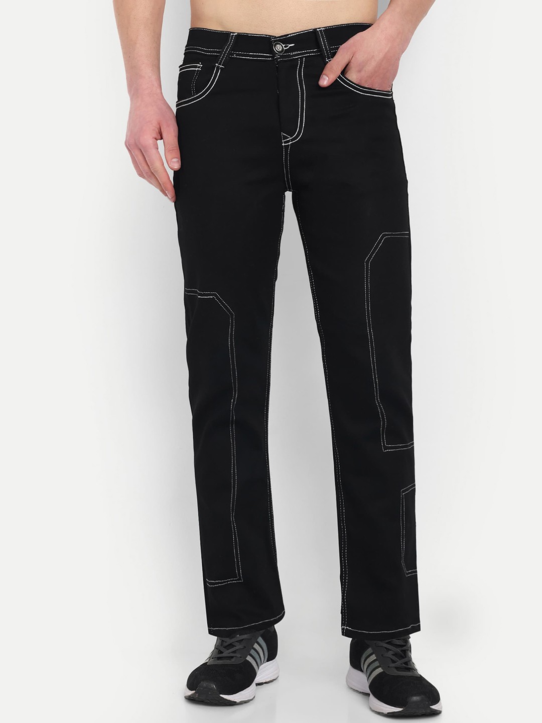 

styzon Men Loose Straight Fit Cotton Jeans, Black