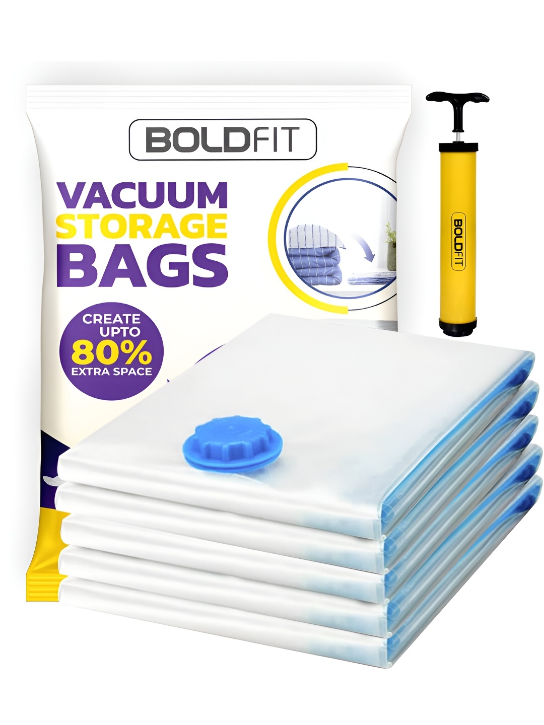 

BOLDFIT Transparent 5 Pieces Regular Vacuum Bag Organisers