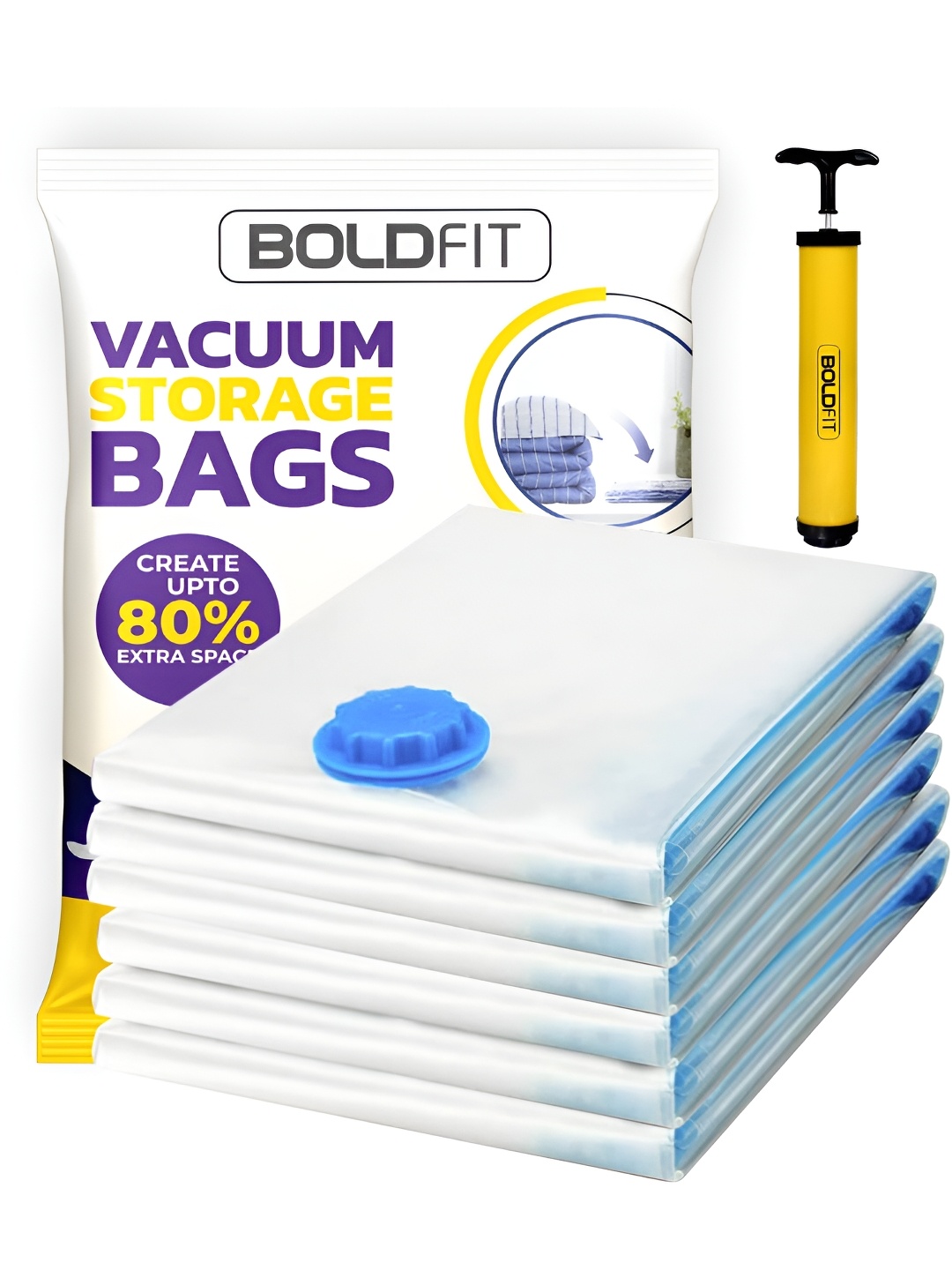 

BOLDFIT Transparent 6 Pieces Regular Vacuum Bag Organisers