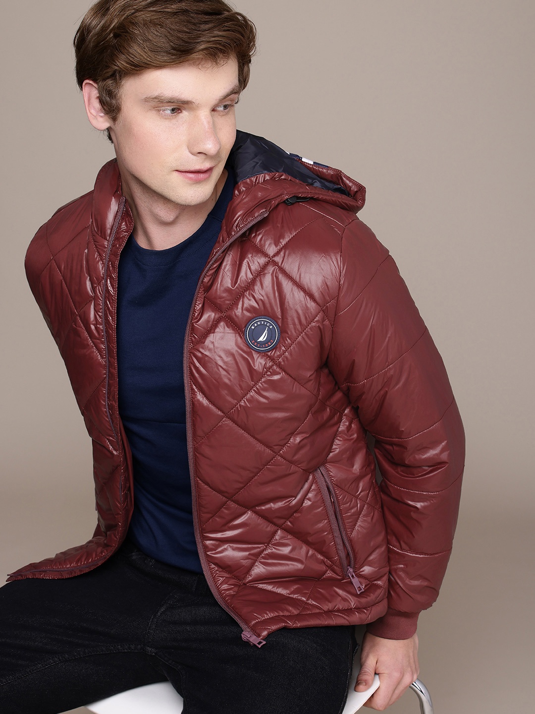 

Nautica Hooded Quilted Jacket, Maroon