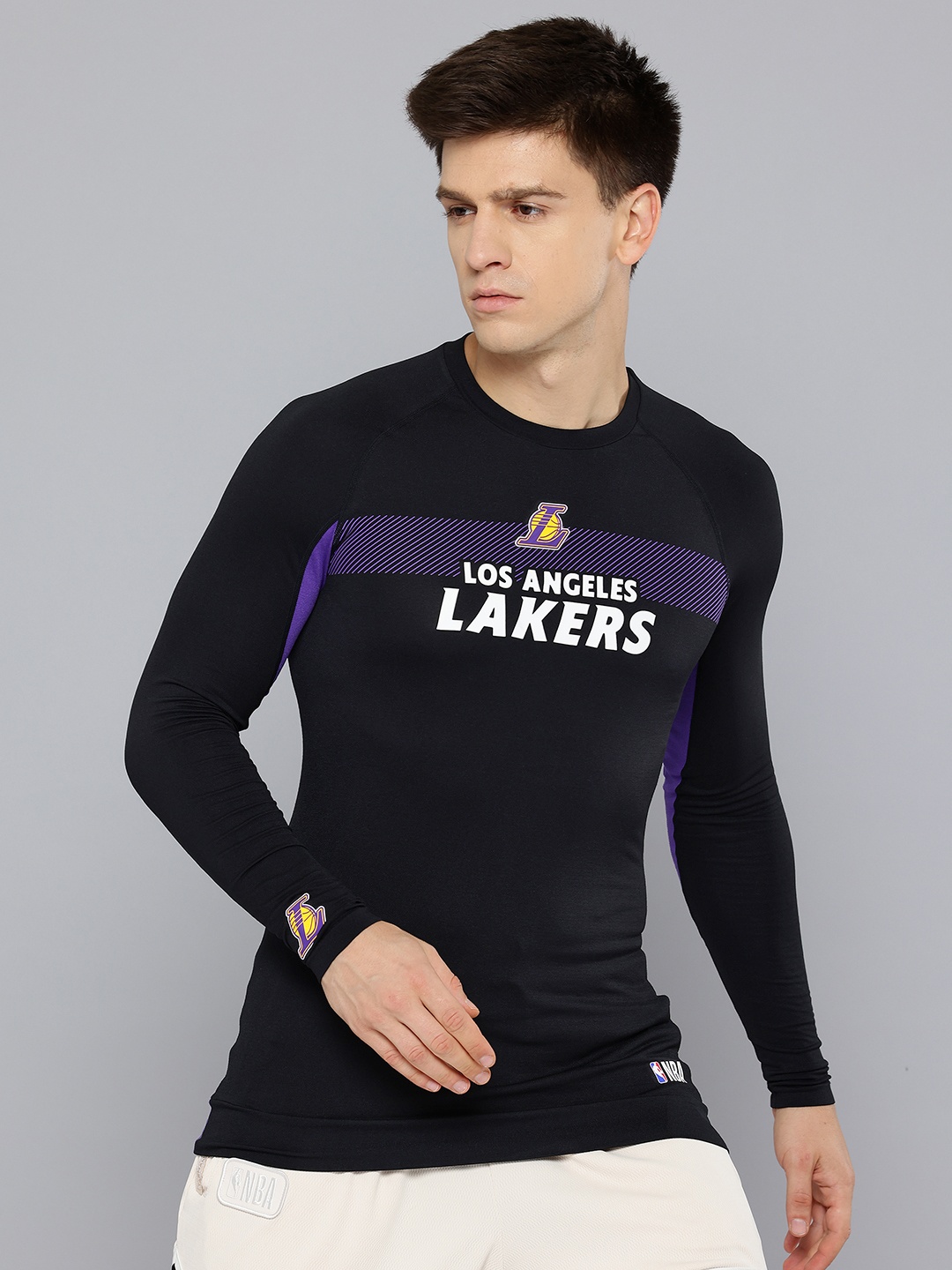 

TARMAK By Decathlon Unisex Black Nba Los Angeles Lakers Print Slim Fit Baselayer Jersey