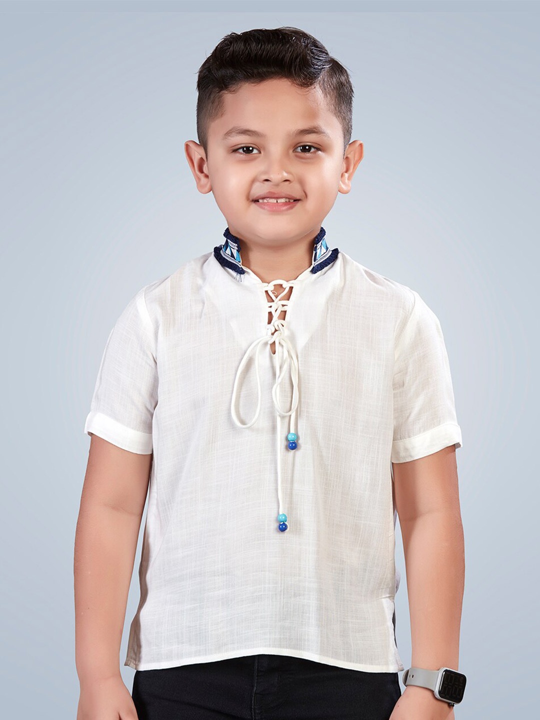 

Lil Peacock Boys Standard Opaque Cotton Casual Shirt, White