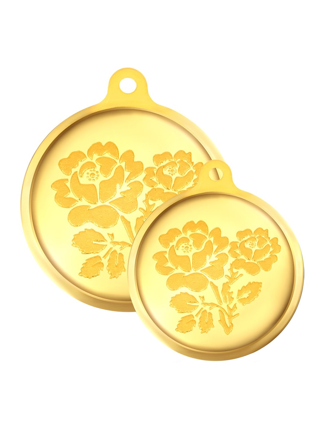 

BHIMA 24K 999 Purity Flower Coin Pendant Combo 2g+1g, Gold