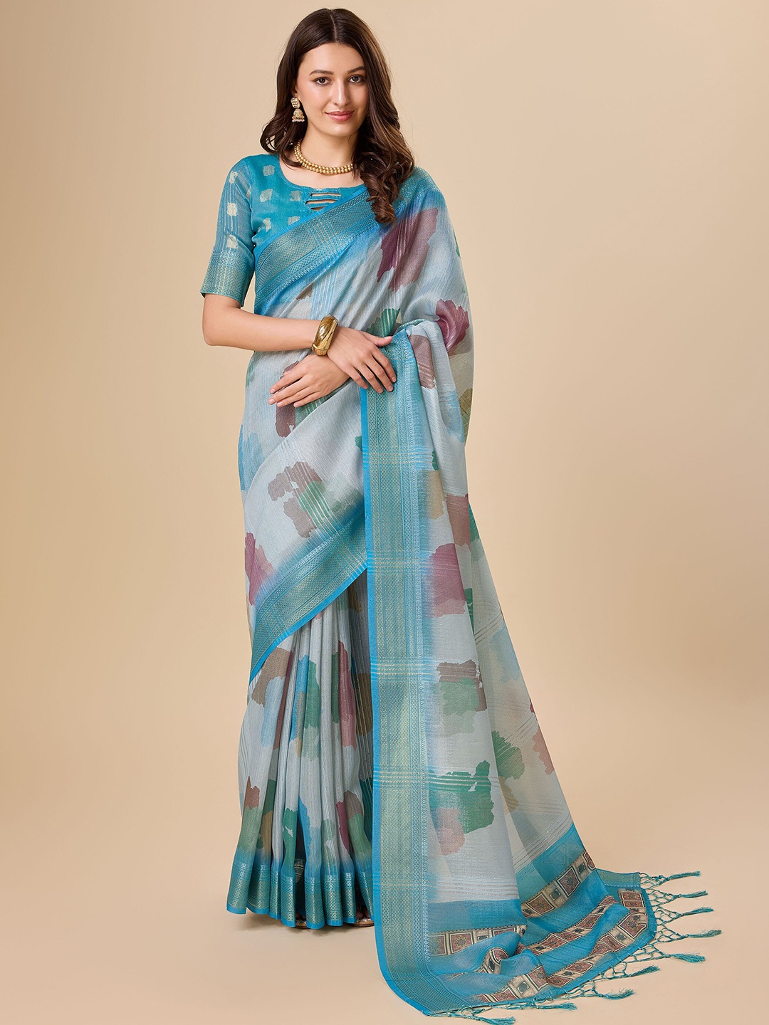 

Rekha Maniyar Organza Saree, Teal