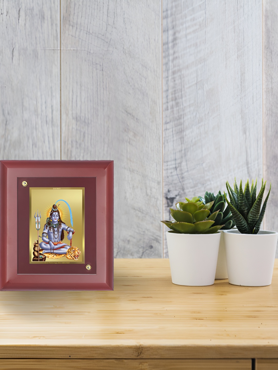 

DIVINITI Brown & Gold-Toned Shiva Gold Plated Wooden Table Photo Frames