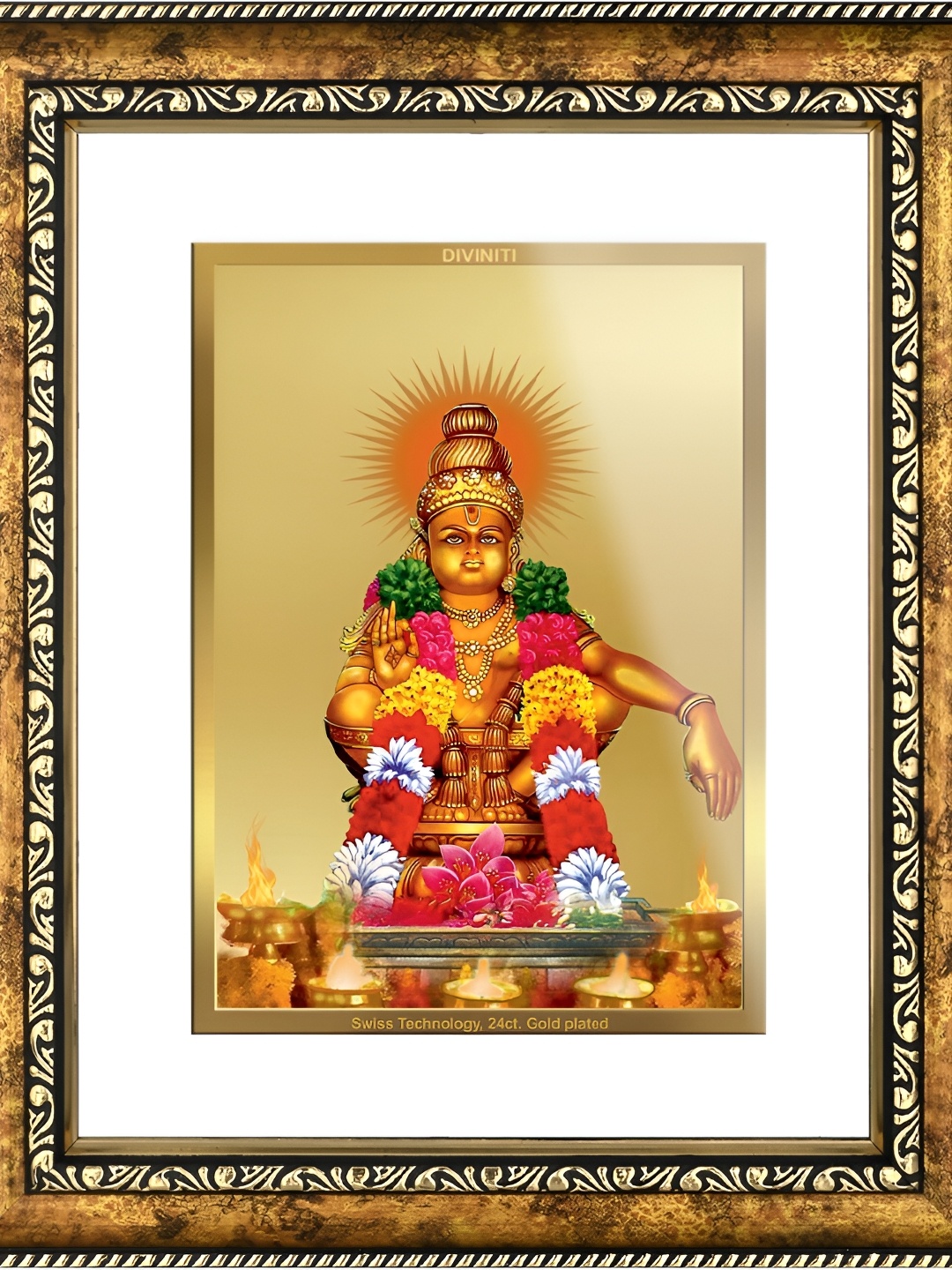

DIVINITI 24K Gold-Plated Foil Ayyapan Religious Framed Wall Art