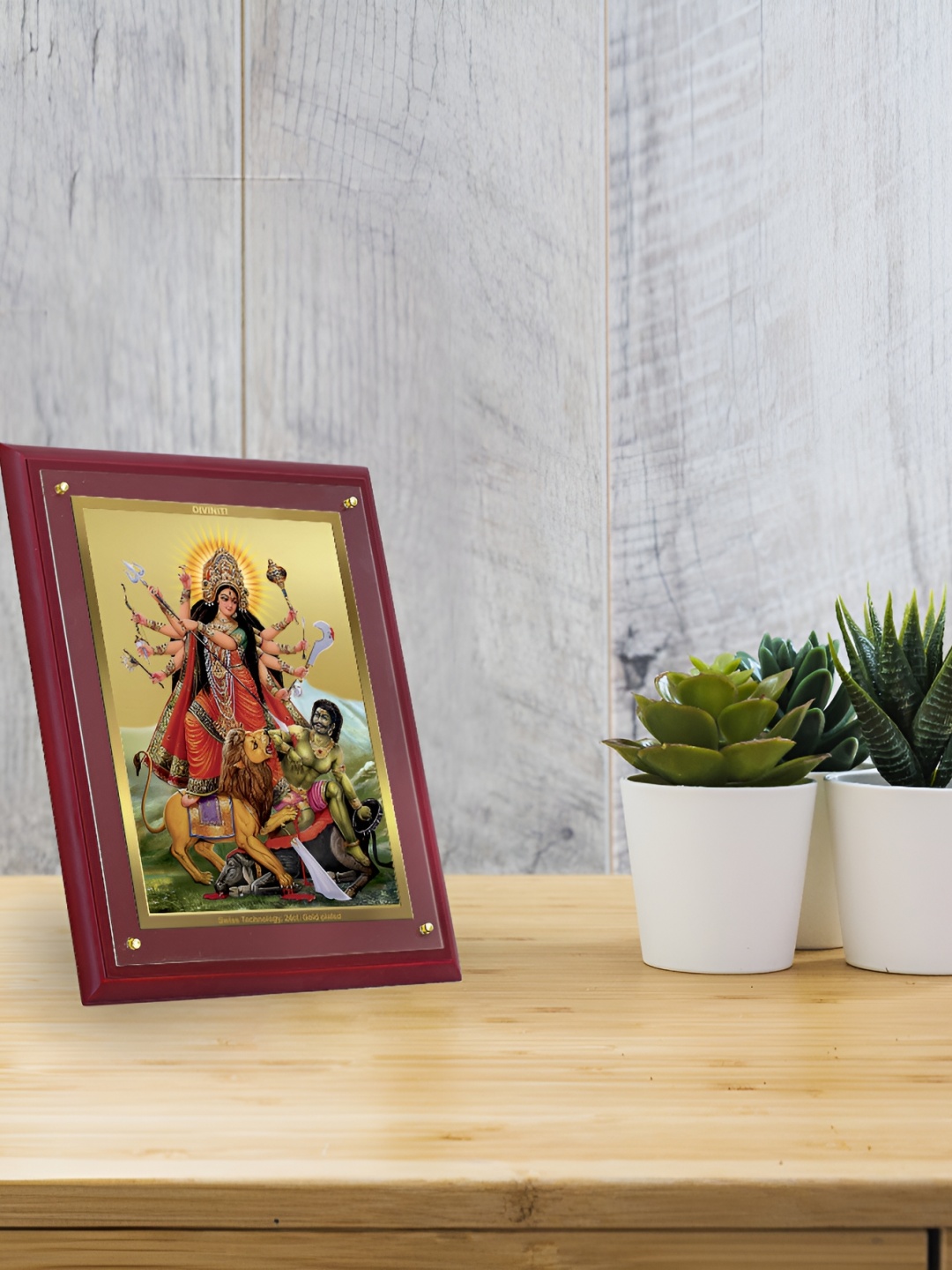 

DIVINITI Brown & Yellow 24K Gold Plated Wooden Table Photo Frames