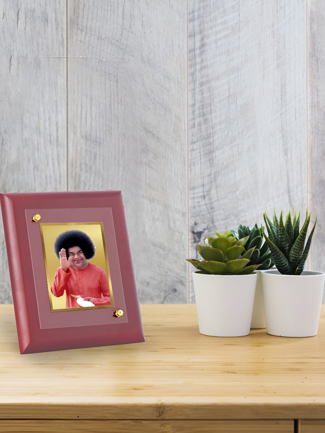 

DIVINITI Brown Satya Sai 24K Gold Plated Wooden Wall Photo Frames