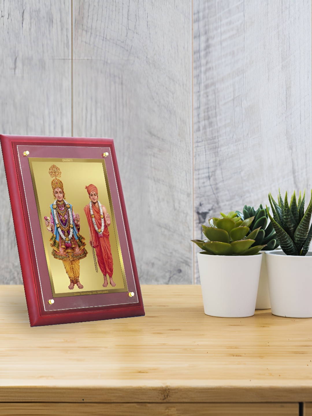 

DIVINITI Brown & Pink 24K Gold Plated Foil Wooden Wall Religious Photo Frames
