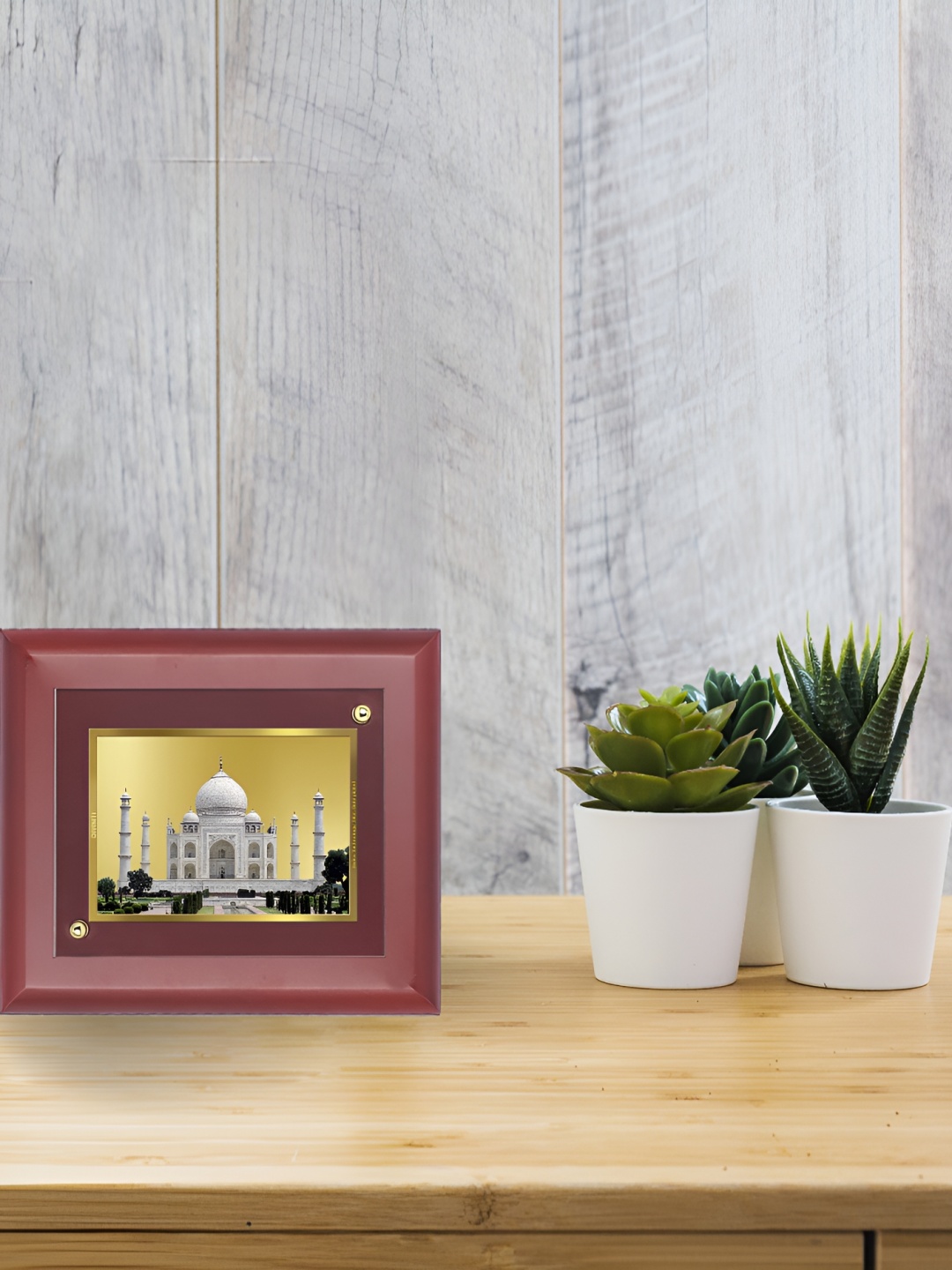 

DIVINITI Maroon & Grey 24K Gold Plated Wooden Table Photo Frames