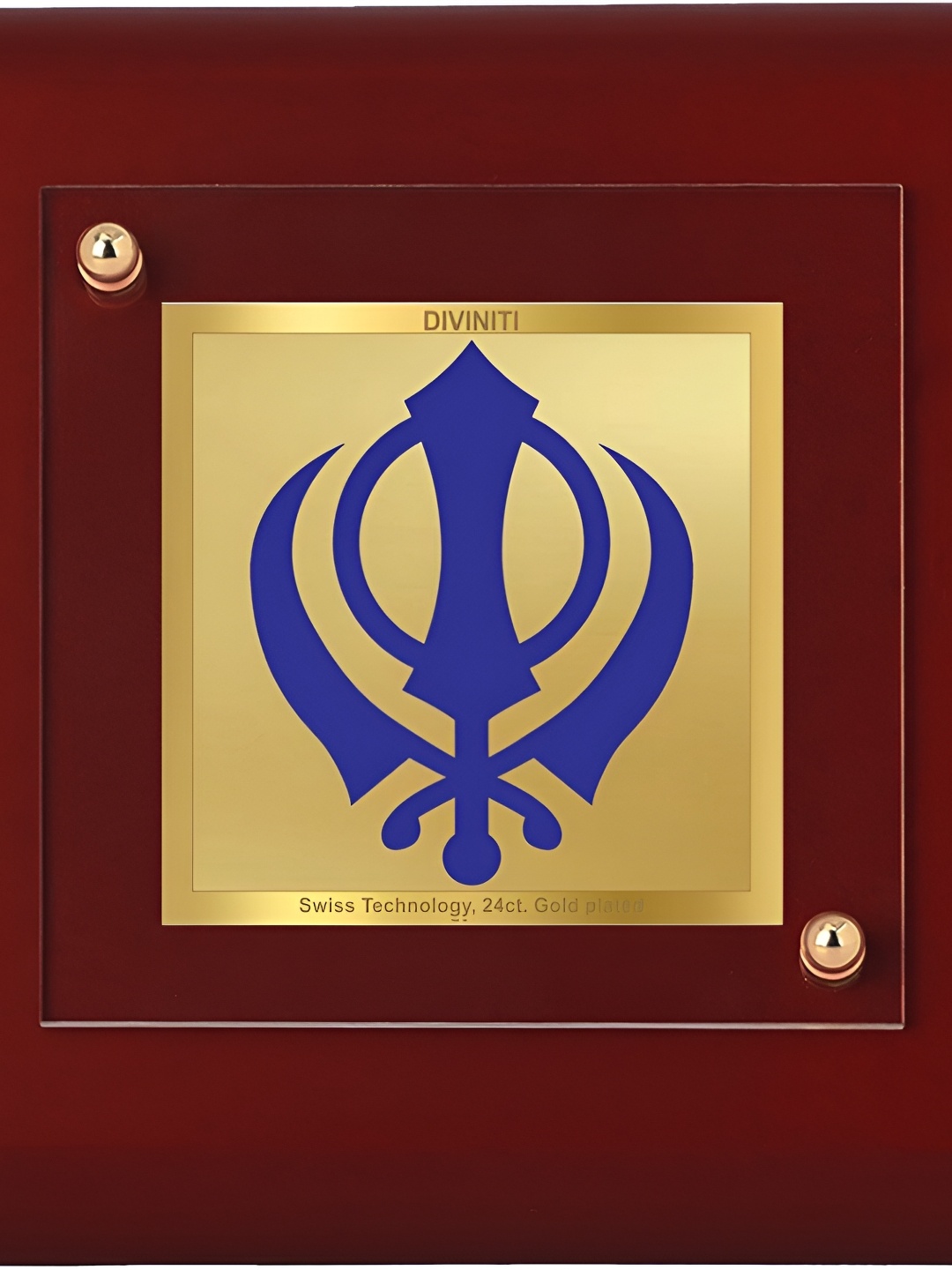 

DIVINITI Maroon & Gold -Plated MDF Khanda Sahib Table Photo Frame