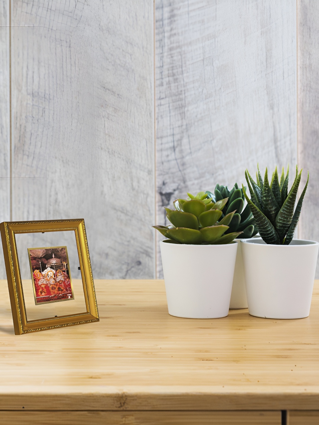 

DIVINITI Gold-Toned & White Glass Religious Table Photo Frames