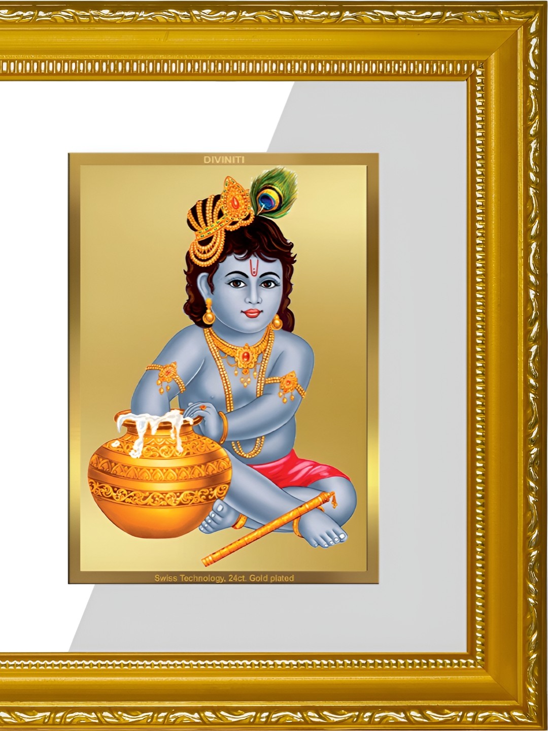 

DIVINITI Gold-Toned & Blue Glass Table Photo Frame