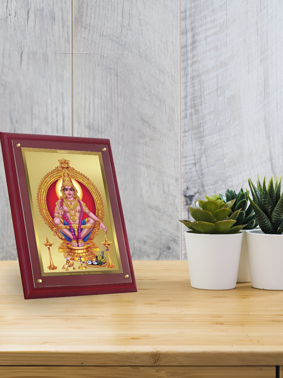 

DIVINITI Brown & Gold-Toned 24K Gold Plated Wooden Wall Photo Frame